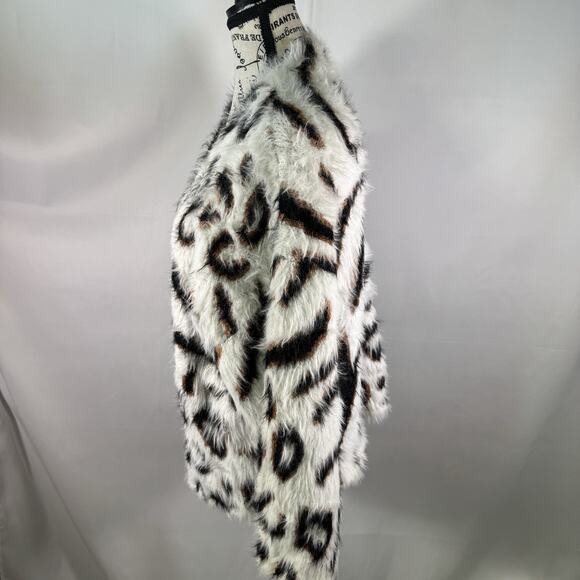 Anthropologie Current Air L Animal Print Faux Fur Open Cardigan Jacket Cozy - Picture 2 of 7